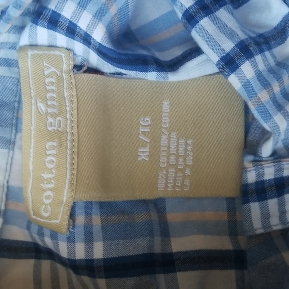 (XL) Cotton Ginny Snap Button Up To Adjustable Sleeves Plaid Print Prairie - Picture 3 of 9